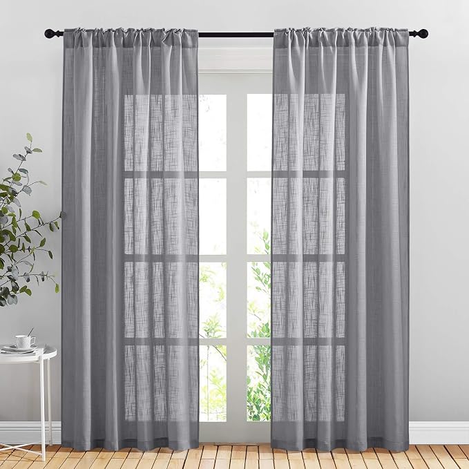 NICETOWN Sheer Curtains 84 inches Long Linen Look - Image 3