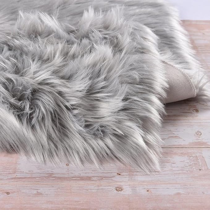 ORINOVA Silver Grey Faux Sheepskin Washable Shaggy Fur Area Rugs - Image 6