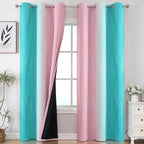 Estelar Textiler Pink and Teal Ombre Blackout Curtains by ESTELARTEXTILER