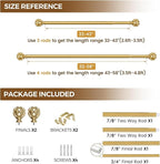 KAMANINA Gold Curtain Rod 32 to 58 Inch, 7/8 Inch Single Adjustable Curtain Rods - Image 9