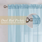 Lecloud Sky Blue Sheer Curtains 78 Inches Long 2 Panels, Light Filtering Voile - Image 4