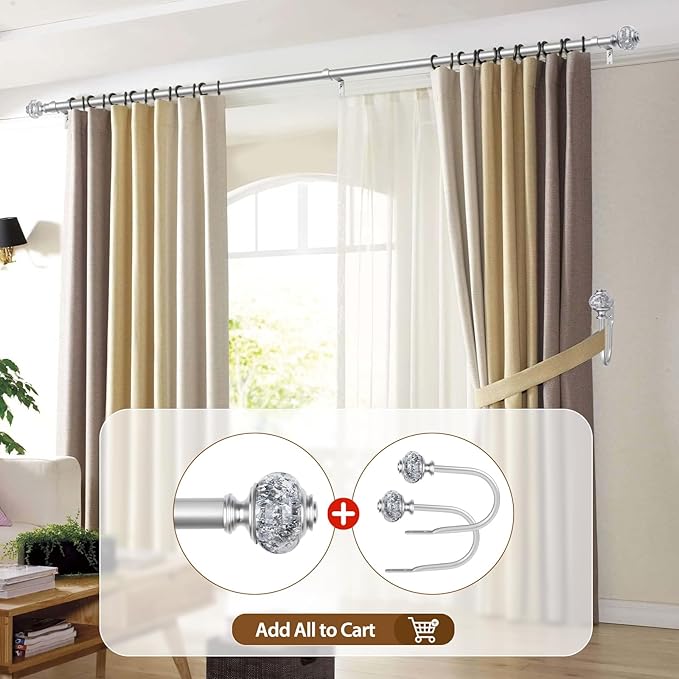 2 Pack Curtain Rod 32 to 58 Inches, USFOOK 7/8 Inch Telescoping Splicing - Image 6