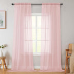 Blush Sheer Curtains for Bedroom Living Room 96 Inches Long 2 Panels, Modern by WelvetBLK