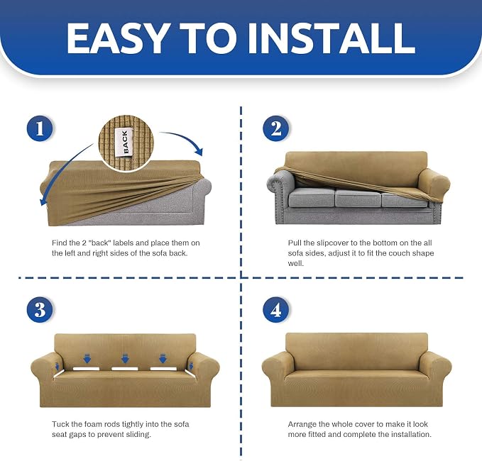KEKUOU Stretch Single Sofa Slipcover 1 Piece Couch Sofa Cover Furniture - Image 4