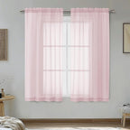 OVZME Blush Pink Sheer Curtains 45 Inches Long 2 Panels by OVZME