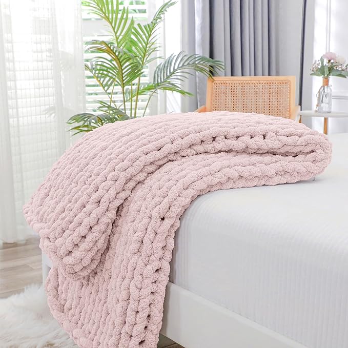 Bigacogo Chunky Knit Throw Blanket by Bigacogo
