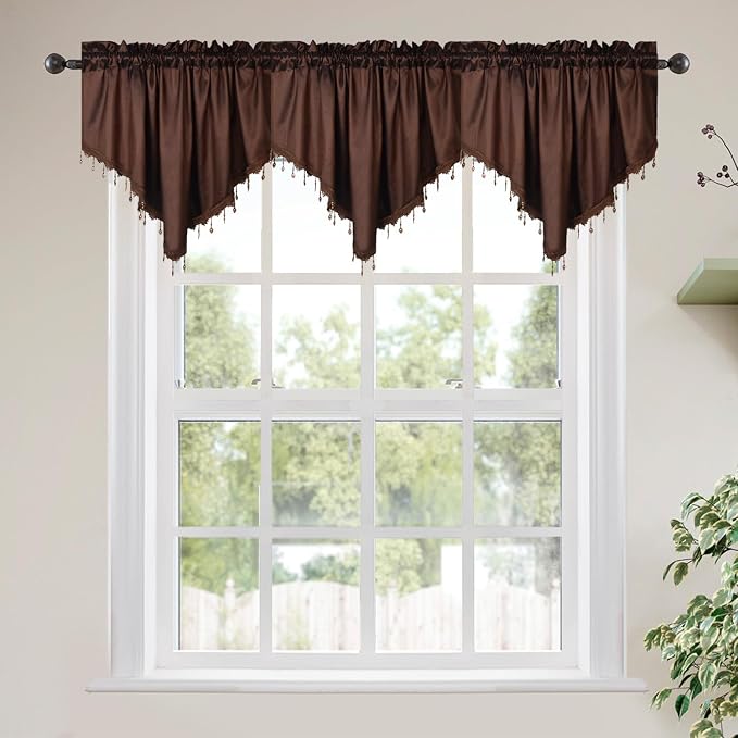 Molaxhome Swag Curtain 51 inch Length Rod Pocket Scalloped Curtain Valance by Molaxhome