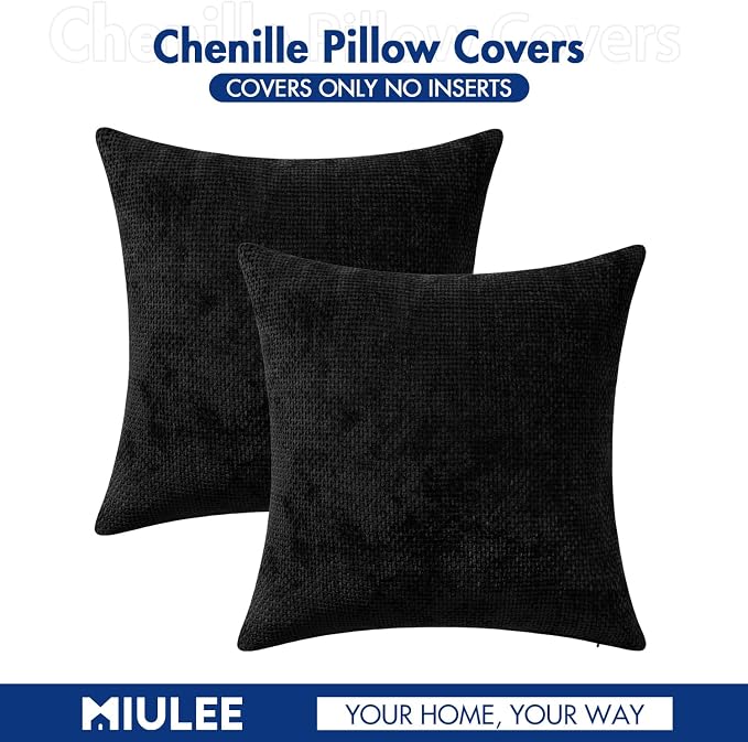 MIULEE Pack of 2 Lumbar Couch Throw Pillow Covers 20x12 Inch Black Modern Boho - Image 7