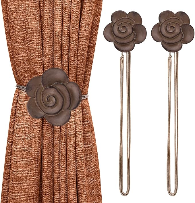 Lewondr Magnetic Curtain Tieback, Vintage Curtain Holdback, Resin Flower by Lewondr