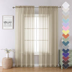 Lecloud Taupe Sheer Curtains 84 Inches Long 2 Panels, Light Filtering Solid by Lecloud