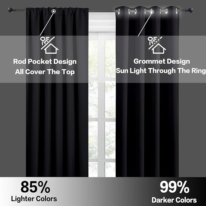 RYB HOME Blackout Curtains for Bedroom 84 inches Long 2 Panels Set, Privacy - Image 6
