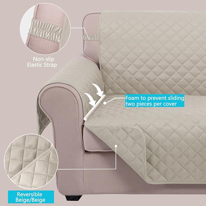 U-NICE HOME Loveseat Sofa Cover Reversible Couch Covers - Image 3
