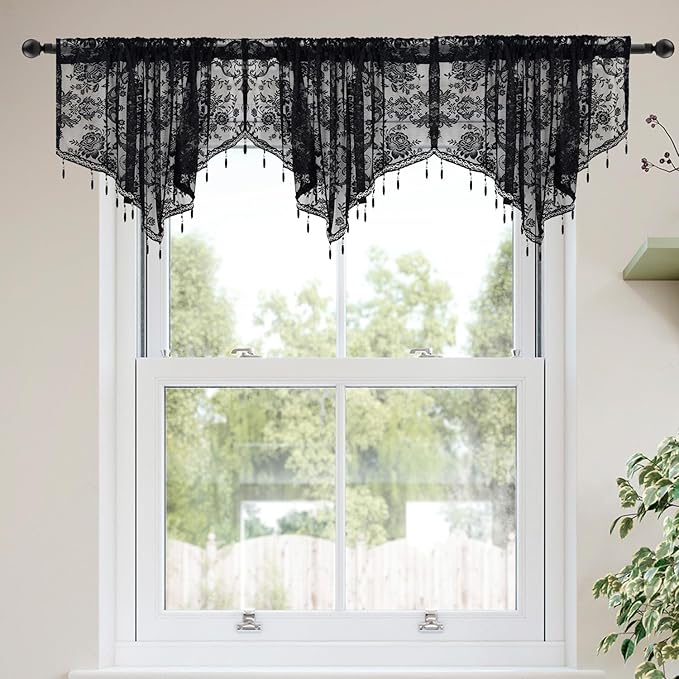 Molaxhome Swag Curtain 51 inch Length Rod Pocket Scalloped Curtain Valance by Molaxhome