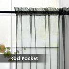 youleyar Solid Sheer Rod Pocket Curtain Voile Draperies 2 Panels White Beige - Image 3