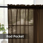 youleyar Solid Sheer Rod Pocket Curtain Voile Draperies 2 Panels White Beige - Image 3