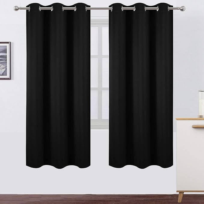 LEMOMO Black Thermal Blackout Curtains/42 x 72 Inch/Set of 2 Panels Room by Lemomo