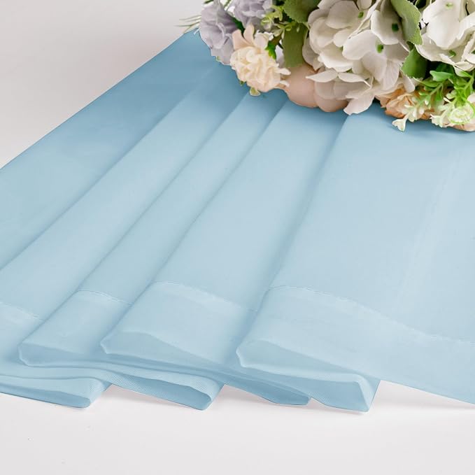 Chyhomenyc Sky Blue Sheer Curtains 45 Inch Long 2 Panels, Light Filtering Rod - Image 9