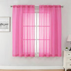 Aiyufeng Hot Pink Sheer Curtains 63 Inch Length 2 Panels Set by Aiyufeng
