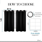 LEMOMO Black Blackout Curtains/38 x 54 Inch/Set of Two Panels Grommet Living - Image 6