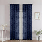 Chyhomenyc Navy Blue Sheer Curtains 90 Inch Length 2 Panels Set, Light by Chyhomenyc