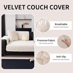 Velvet Couch Cover, Washable Sectional Sofa Cover, Anti Slip Sofa Slipcover - Image 3