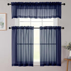Kitchen Curtains 24 Inch Length Tier 2 Pieces, Cafe Bathroom Basement Rod - Image 8