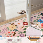 Area Rugs 9x12 Living Room: Floral Washable Rug Vintage Large Soft Boho - Image 8