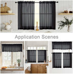 Kitchen Curtains 24 Inch Length Tier 2 Pieces, Cafe Bathroom Basement Rod - Image 6