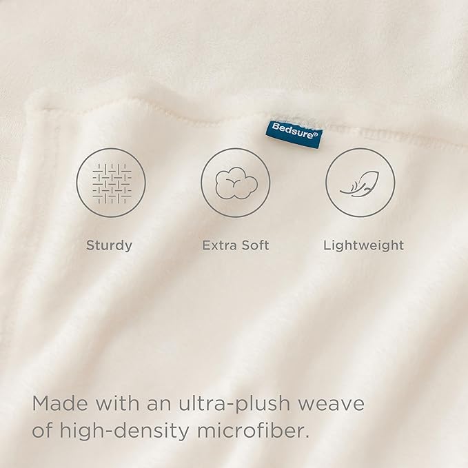 Bedsure GentleSoft Fleece Blanket Twin Size Cream - Image 5