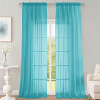 OWENIE Sheer Turquoise Curtains 108 Inches Long by OWENIE