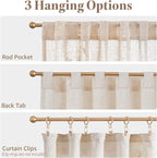 jinchan Belrose Linen Floral Cafe Curtains 45 Inch Length Embroidered Farmhouse - Image 7