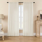 Joydeco Linen Curtains 2 Panel Set, Ivory on Linen Curtains 84 Inch, Light by JOYDECO