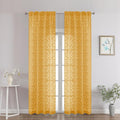 Chyhomenyc Gold Sheer Curtains 90 Inch Length 2 Panels Set, Light Filtering by Chyhomenyc