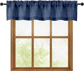 OWENIE Navy Blue Valances for Windows 1 Pcs, Light Filtering Textured Farmhouse by OWENIE