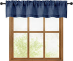 OWENIE Navy Blue Valances for Windows 1 Pcs, Light Filtering Textured Farmhouse by OWENIE