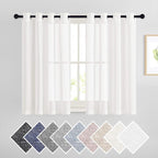 NICETOWN 45 inch Long Rich Linen Curtains Flax Texture, Grommet Top Rustic by NICETOWN