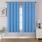 CUCRAF Light Blue Blackout Curtains 45 inch Length 2 Panels Set, Rod Pocket by CUCRAF