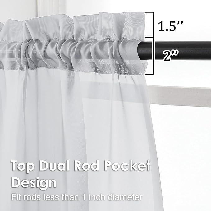OVZME Light Grey Sheer Curtains 72 Inches Long 2 Panels - Image 3