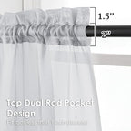 OVZME Light Grey Sheer Curtains 72 Inches Long 2 Panels - Image 3