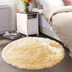 Latepis Yellow Round Rug for Living Room Faux Sheepskin Round Rugs 6ft Circle by Latepis