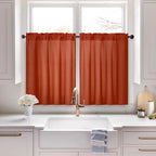 HOMEIDEAS Non-See-Through Fall Burnt Orange Privacy Sheer Kitchen Curtains by HOMEIDEAS