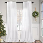 White Linen Curtains 84 Inch Length by Pitalk