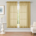 OWENIE Sheer Gold Curtains, Sheer Curtains 63 inch Length 2 Panels Set by OWENIE