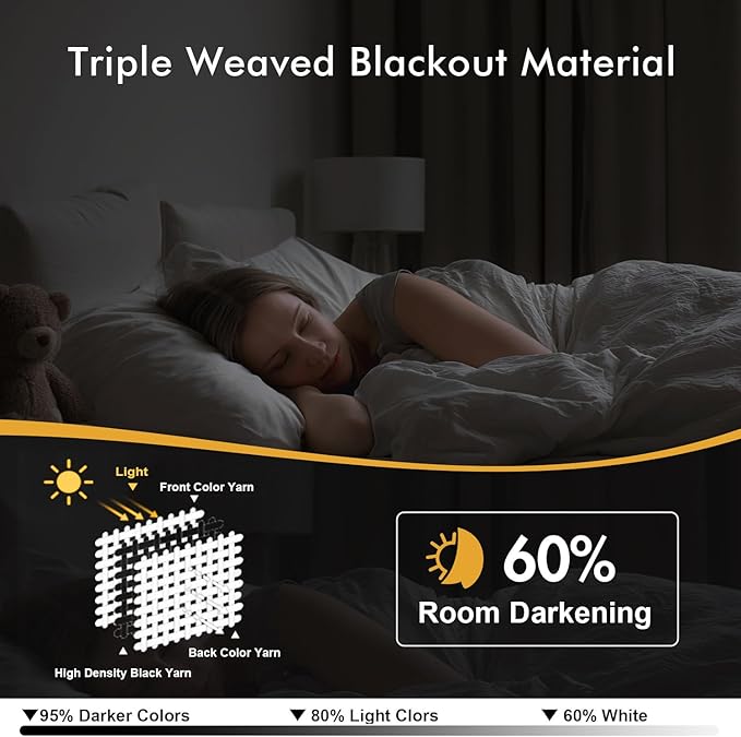 MIULEE Birch Blackout Curtains for Bedroom Living Room 72 Inches Long 2 Panels - Image 2