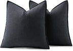 MIULEE Decorative Linen Pillow Covers 20x20 Inch Dark Gray ​Boho Farmhouse​ - Image 6