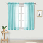 DWCN Aqua Sheer Curtains Semi Transparent Voile Rod Pocket Curtains - Image 2