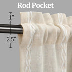 Boho Kitchen Cafe Curtain 24 Inch Length, 36 Inch Width, Single Panel Beige - Image 3