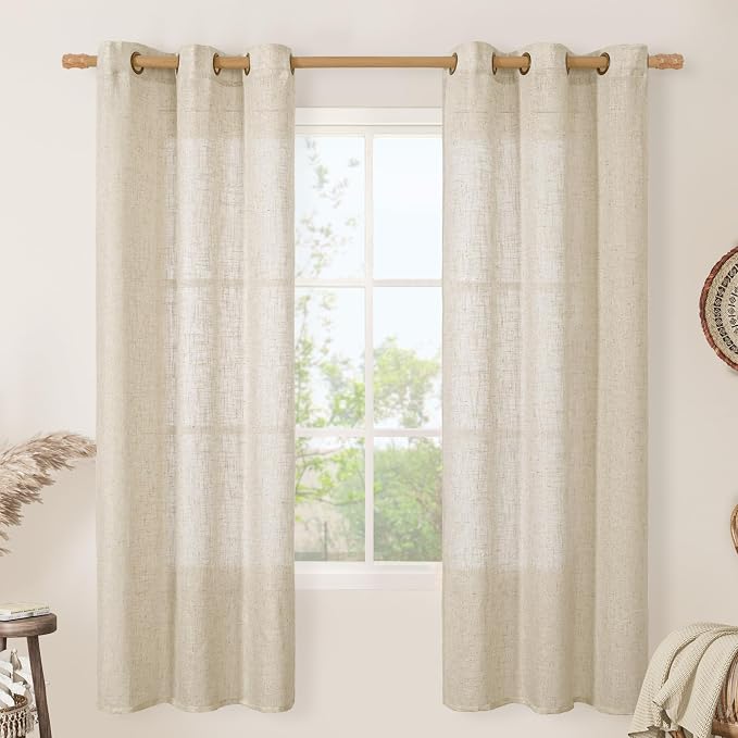 LAMIT Semi Sheer Linen Curtains 72 inches Long by LAMIT