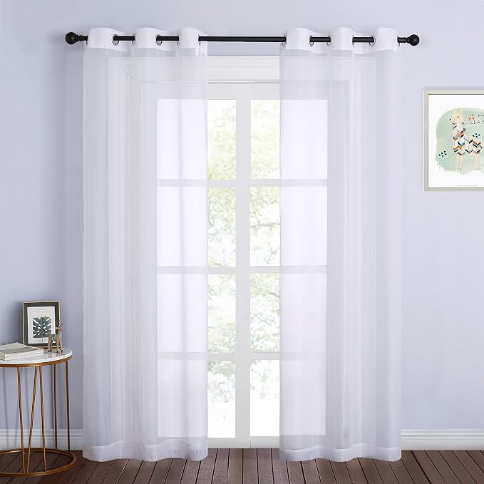 NICETOWN White Sheer Curtains for Bedroom Windows 84" Length by NICETOWN