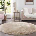 Tangsoo Round Faux Fur Rugs, Sheepskin Round Rugs 3ft, Soft Small Circle Rug - Image 8
